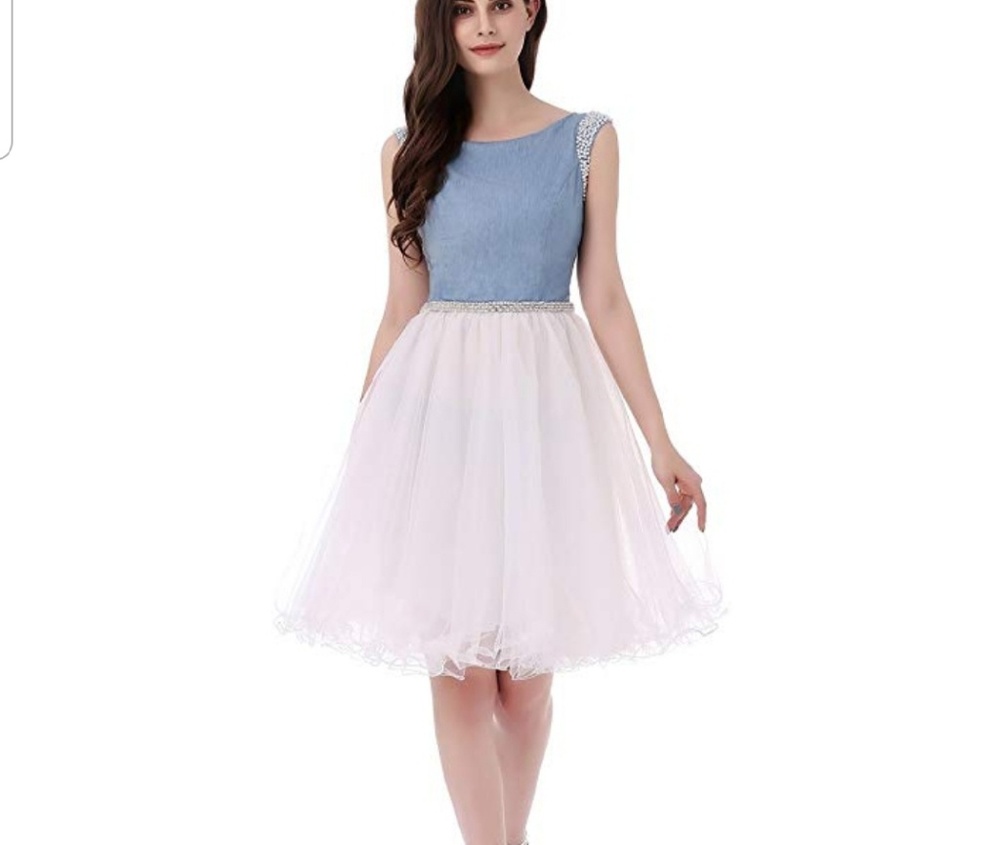 Denim Tulle Beaded 

Dress